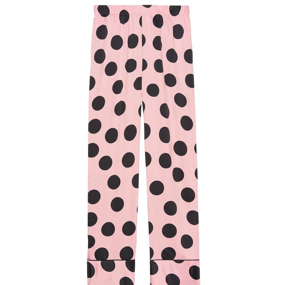 NWT L VS Satin PJ Pant Pink Polka Dot - Picture 12 of 15